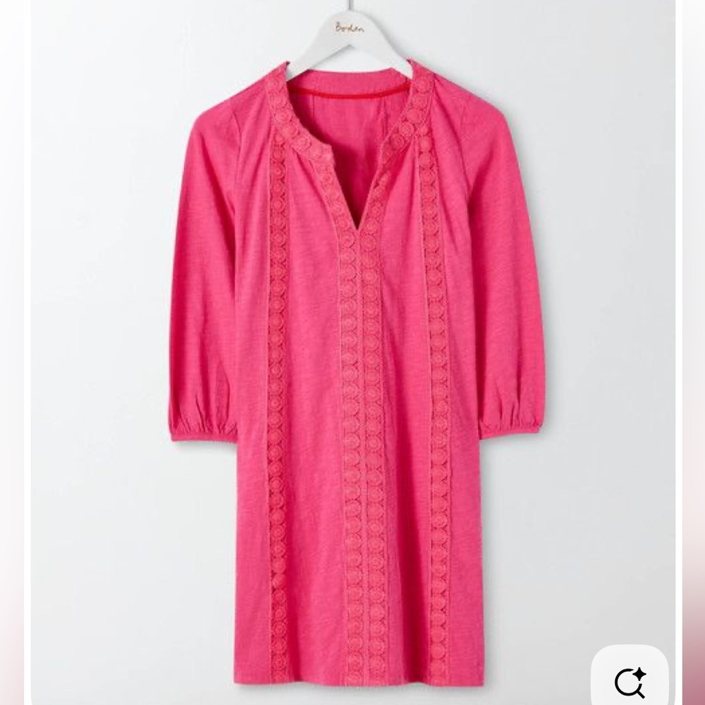 Boden Pink Embroidered Tunic Dress